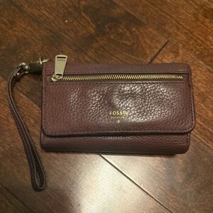 Fossil Dark Brown Leather Wristlet
